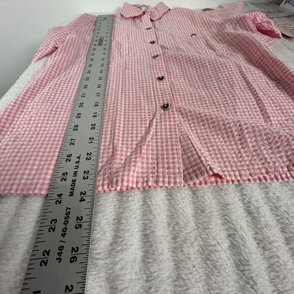 Country Line Women Pink White Gingham Button-Up Long Sleeve Shirt Size 38 Casual - Picture 7 of 7